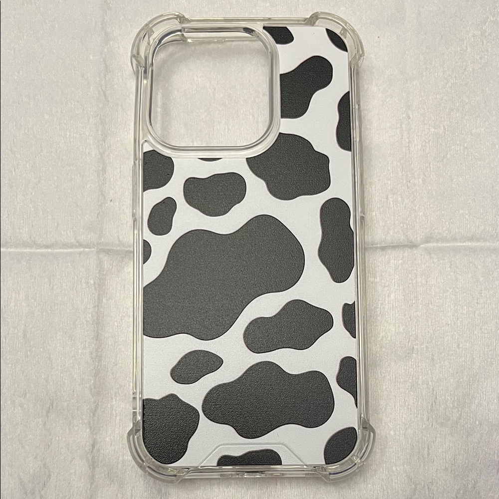 Cow Print Clear Protective Phone Case - Black & White